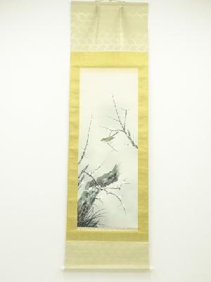 蕉巌筆　梅に鶯　肉筆絹本掛軸（共箱）